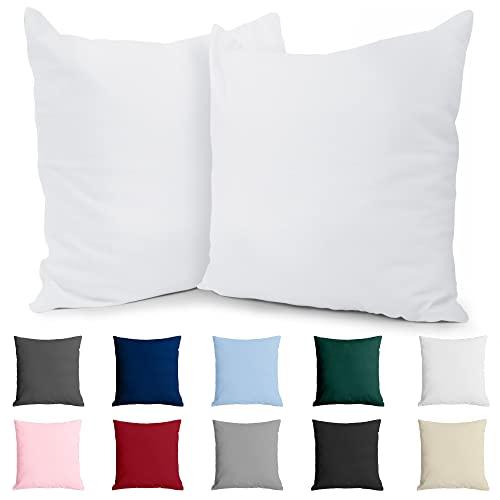 Dreamzie - Set di 2 Federe in Cotone Rinforzato 50x50 cm - Bianco