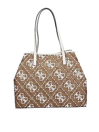 GUESS Vikky Large Tote Borsa Donna Latte Logo/White