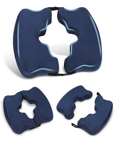 HOMCA Cuscino Antidecubito Pieghevole e Regolabile, Cuscino per Coccige in Memory Foam per Persone Costrette A Letto e Lunghi Periodi Seduti (Blu)