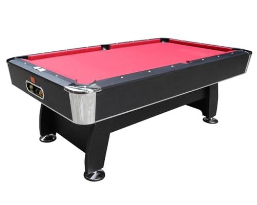 Tavolo da Biliardo BLACK NORMAN (216x123x82 cm) con Panno Rosso - Design Professionale, Sponde K-66, Sistema di Ritorno Automatico e Accessori Completi