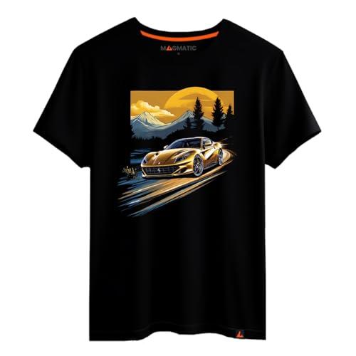 Magmatic - Maglietta Auto Sportiva Sunset Road Nera Premium