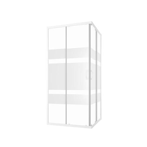 Box Doccia Angolare Grenada 75x75 cm Vetro Serigrafato 4mm Profili Bianchi