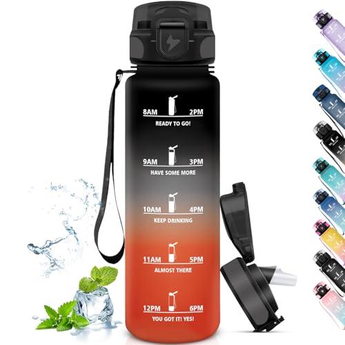 Grsta Borraccia Motivazionale 1 Litro con Scala Temporale e Cannuccia