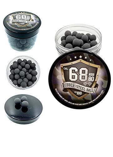 SSR 100 x Premium Hard Mix Rubber Steel Balls Paintballs Reballs Gomma Palline Pistole di Difesa 68 Calibro