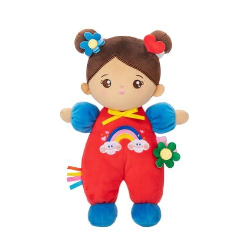 OUOZZZ Bambola per Bambina 1-3 Anni - Peluche di Pezza Morbida e Sicura, 25cm Pelle Marrone
