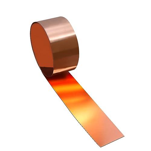 Uxney lastra di rame, fogli di rame 1000 x 50 x 0.5 mm, Applicabile a vari progetti di riparazione domestica e fai-da-te
