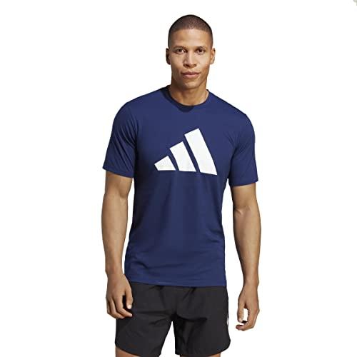 adidas Uomo Train Essentials Feelready Logo Training Tee, Dark Blue/White, M