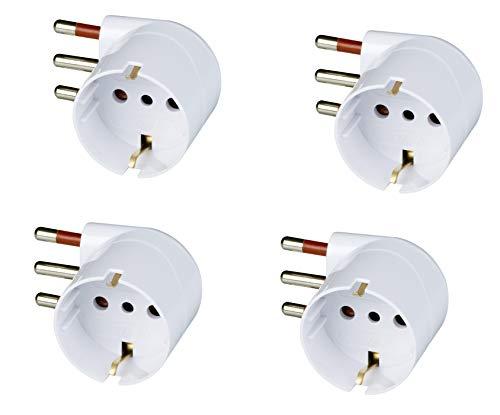 Set 4 Adattatori Schuko Salvaspazio 90° Unika 16A Bianco