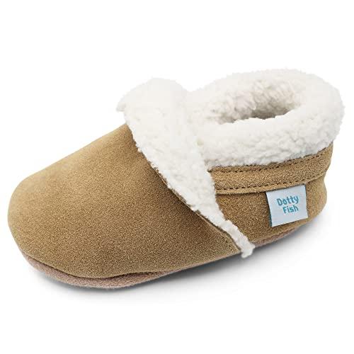 Dotty Fish Pantofole a Piedi Nudi in Pelle Scamosciata - Beige 6-12 mesi