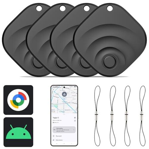 Reyke Tracker Android, Smart Tag compatibile con Google Find My (solo per Android), localizzatore per chiavi, bagagli, valigia, portafoglio, confezione da 4