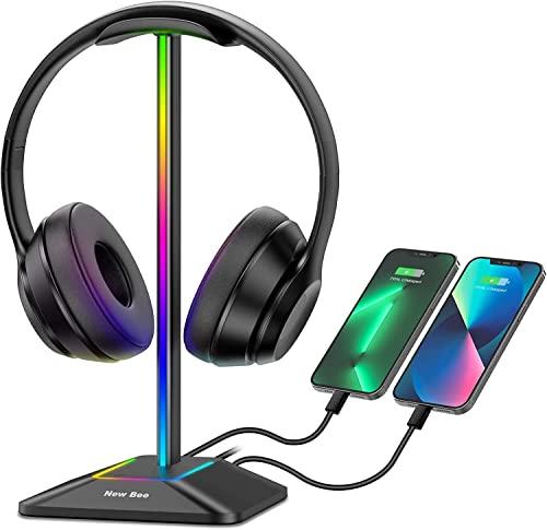 New Bee Z8 Supporto Porta Cuffie da Gioco RGB con Caricabatterie USB-C