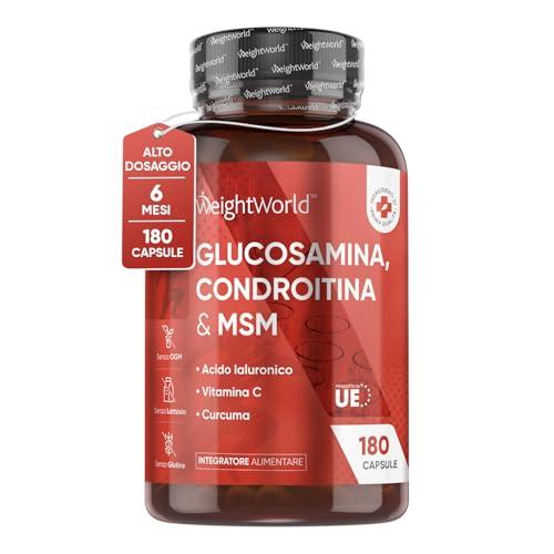 Glucosamina Condroitina con Vitamina C, MSM, Acido Ialuronico e Curcuma - 180 Capsule