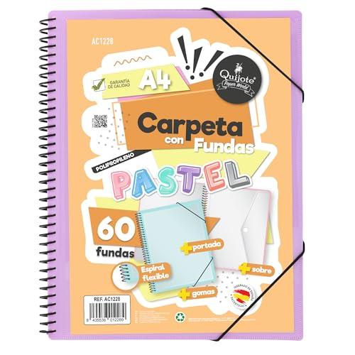 Starplast Cartella Buste Spirale Flessibile - 60 buste trasparenti, A4, chiusura elastica, copertina in polipropilene, copertina personalizzabile, per uso scolastico e ufficio - colore Lilla