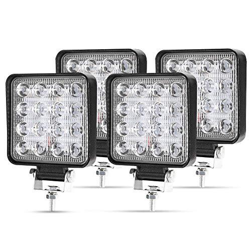 Kraumi Faro da Lavoro, 4 X 48W Piazza Fari Led 12V 24V Fari di Profondità Impermeabile IP67 Luci di Lavoro Fuoristrada per Moto Auto ATV SUV Trattore, 6500K