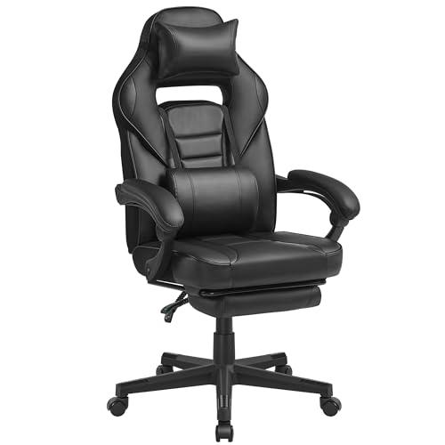SONGMICS Sedia da Ufficio Ergonomica con Poggiapiedi e Schienale Inclinabile, Nero Inchiostro