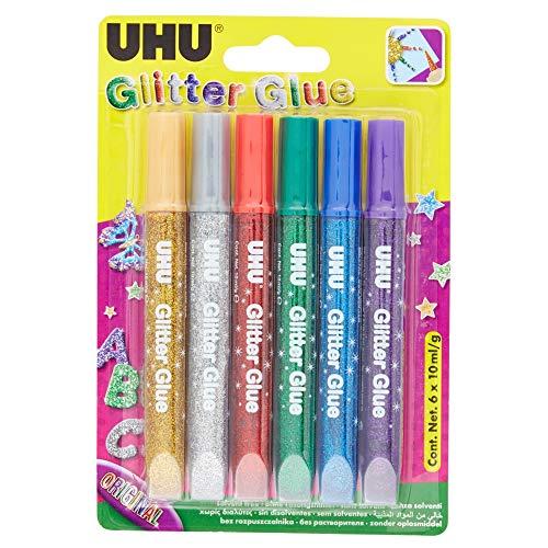 UHU Glitter Glue Original - Set da 6 tubetti di colla glitterata