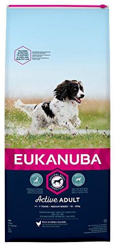 Eukanuba Adult Medium Breed Cibo Secco per Cani Attivi - Ricco di Pollo Fresco