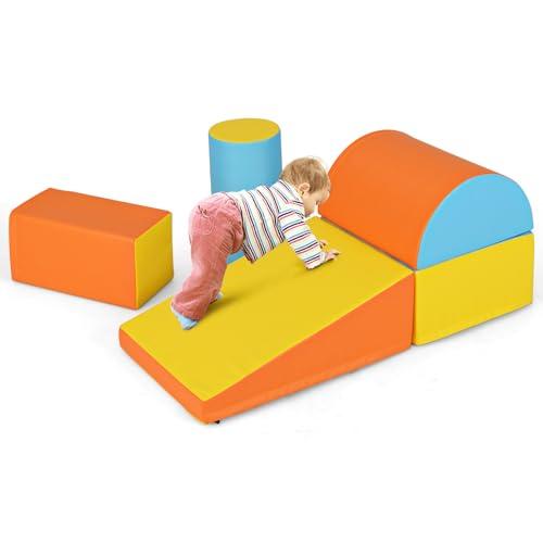 COSTWAY Set di 5 Blocchi in Schiuma per Bambini, Giallo e Arancione
