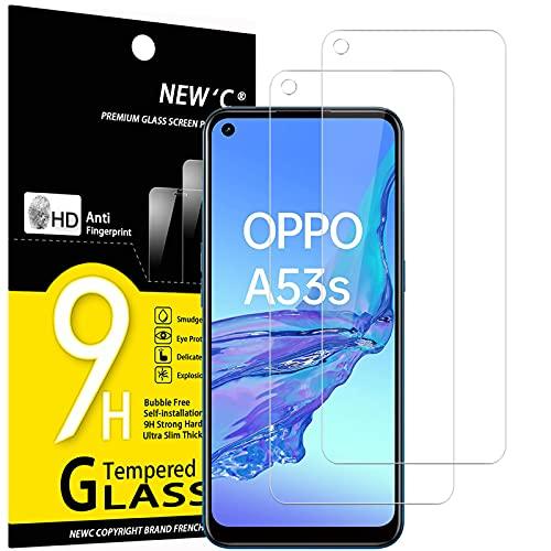 NEW'C 2 Pezzi, Vetro Temperato per Oppo A53 / Oppo A53s, Pellicola Protettiva Anti Graffio, Anti-Impronte, Senza Bolle, Durezza 9H, 0,33mm Ultra Trasparente, Ultra Resistente