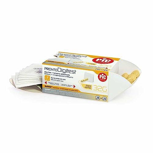 Pic Solution Pronto Digitest - Kit con 25 Lancette e 25 Tamponcini G32 per il Controllo della Glicemia