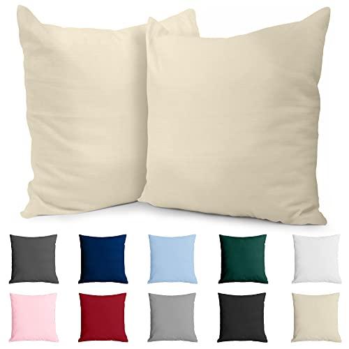 Federe 40x40 Cotone Rinforzato (Set da 2) - Beige - Trama Fitta a 57 Fili/cm² - Dreamzie