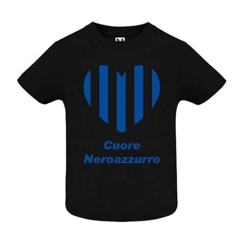 T-shirt Neonato Tifoso Neroazzurro Cuore - Cotone Premium