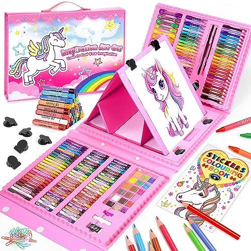 HappyGoLucky Valigetta Colori per Bambini Unicorno, Set Artistico da 208 Pezzi