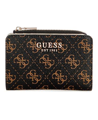 GUESS Laurel Porta Carte con Cerniera Logo Marrone