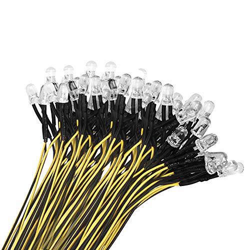 YIXISI 50 Pezzi 5mm Diodo LED Precablati 12V - Giallo