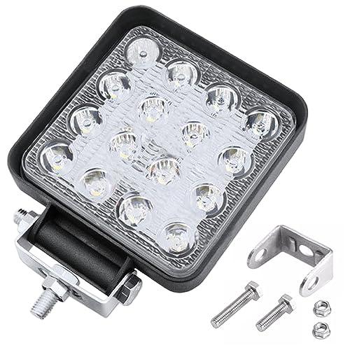 Turnaroundtech Faro LED da Lavoro 12V/24V, 48W, 16 LED, 6500K, Alluminio e ABS, Diametro 10.5 cm, per Trattore, Offroad, SUV, Camion