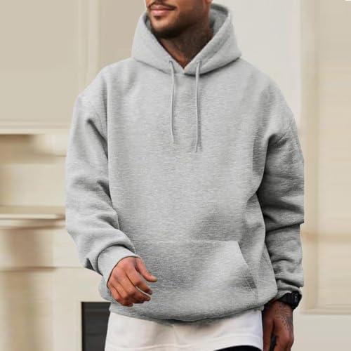 Felpa da Uomo e da Donna, in Cotone, con Coulisse, a Maniche Lunghe, Stile Casual, Grigio, Medium