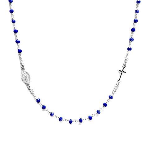 Linea Italia Gioielli - Collana Rosario Girocollo in Argento 925 con Pietre Blu