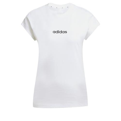 Adidas Essentials Linear Cotton T-Shirt Donna, Bianco/Nero