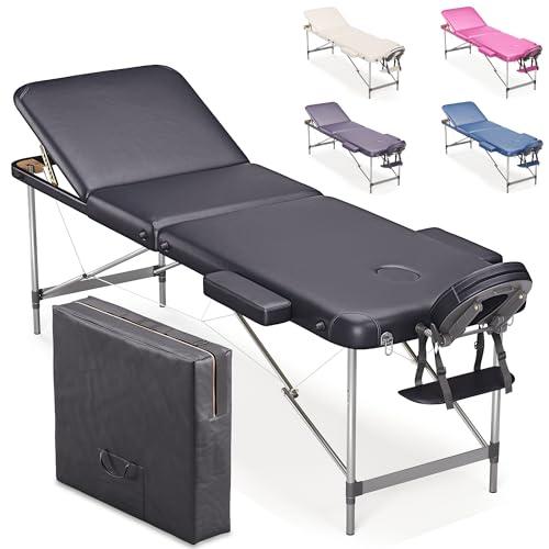 Beltom® Lettino per Massaggi 3 Zone Alluminio Nero
