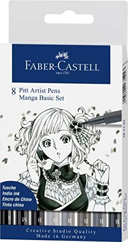 Faber-Castell Pitt Artist Pen Set Manga Black & Grey - 8 Pennarelli per Disegno Professionale