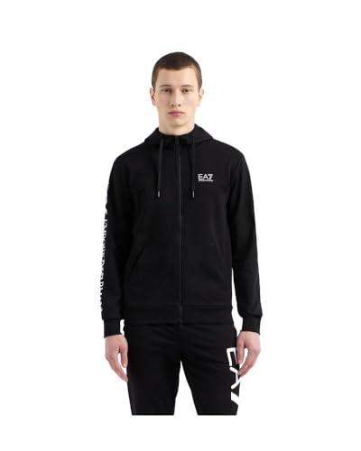 Emporio Armani EA7 Felpa con Cappuccio Logo Series Uomo Nero/Bianco