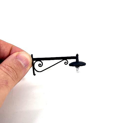 Lampione da parete colore nero per presepi e diorami con micro lampada luce calda 12v - DL89
