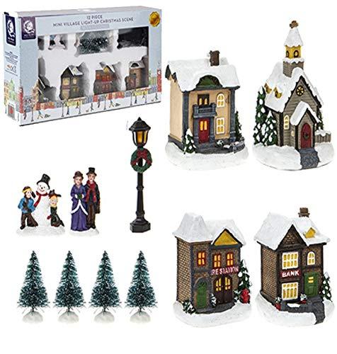Toyland Mini Villaggio Natalizio Luminoso - Set da 12 Pezzi