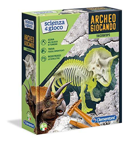 Clementoni - Archeogiocando Triceratopo Luminoso al Buio Gioco Scientifico
