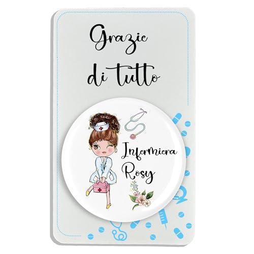 Spilletta Pin con cartoncino personalizzato per infermiera, dottoressa, OSS - Idea Regalo Ringraziamento e Gratitudine