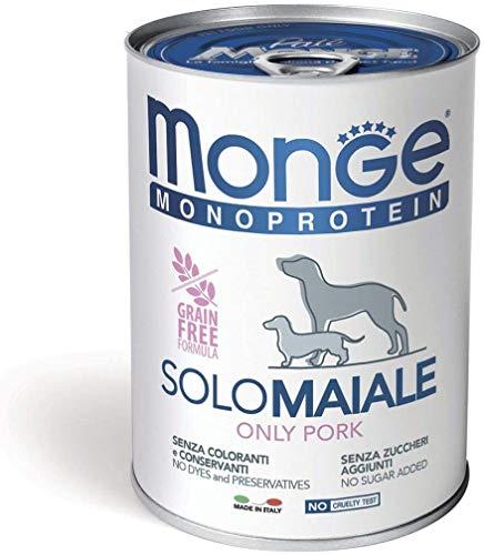 Monge Monoproteico Solo Maiale - Alimento Umido per Cani - 12 x 400gr