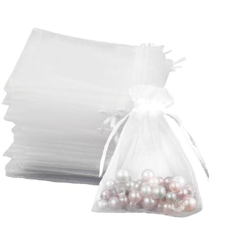 Sacchetti in Organza Bianchi 7x9 cm - 100 Pezzi per Confetti, Bomboniere e Decorazioni