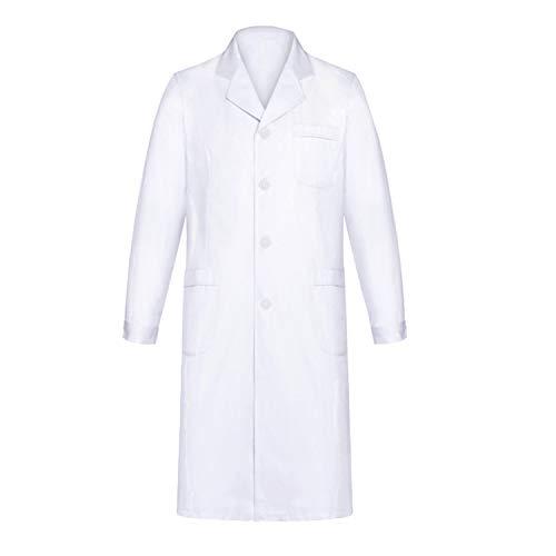 Yulang Camice da Laboratorio Unisex Bianco a Maniche Lunghe per Medico, Studente e Cosplay