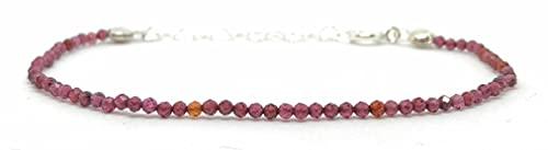 Bracciale Granato 2mm e Argento Sterling Regolabile