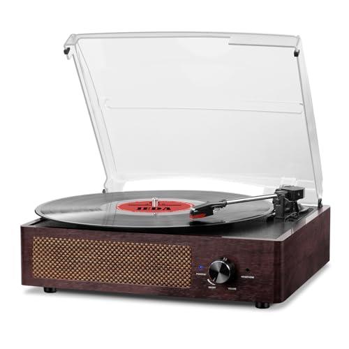 Giradischi Bluetooth Vintage con Altoparlanti Stereo Integrati - Tre Velocità e Uscite RCA/AUX