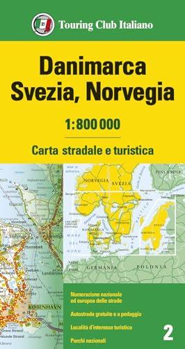 Danimarca, Svezia, Norvegia 1:800.000. Carta stradale e turistica