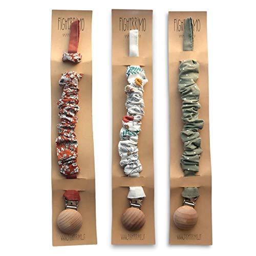 Set da 3 Catenelle porta Succhietto Personalizzabile, Neonato legno e cotone e Dentizione Porta Massaggiagengive Catenella Portaciuccio, Ciuccio Catena Ragazzo Ragazze Baby Shower