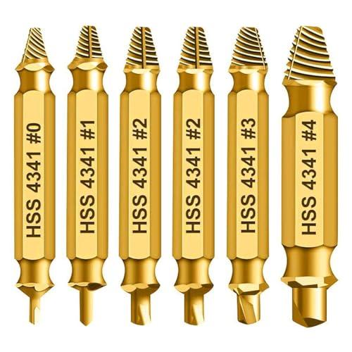 Set di 6 Estrattori per Viti Danneggiate HSS con Rivestimento in Titanio