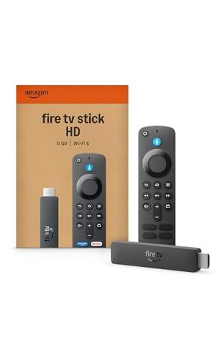 Amazon Fire TV Stick HD (ultimo modello), TV gratuita e in diretta, telecomando vocale Alexa, alimentazione tramite TV, configurazione semplice, trova serie TV più velocemente con Alexa+