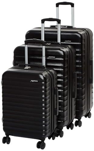 Amazon Basics Trolley rigidi Set da 3 Pezzi con rotelle girevoli, 55, 68, 78 cm, Nero
